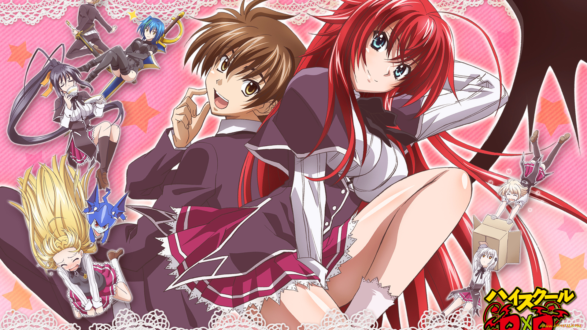 аниме, highschool, dxd, фон, взгляд, девушки