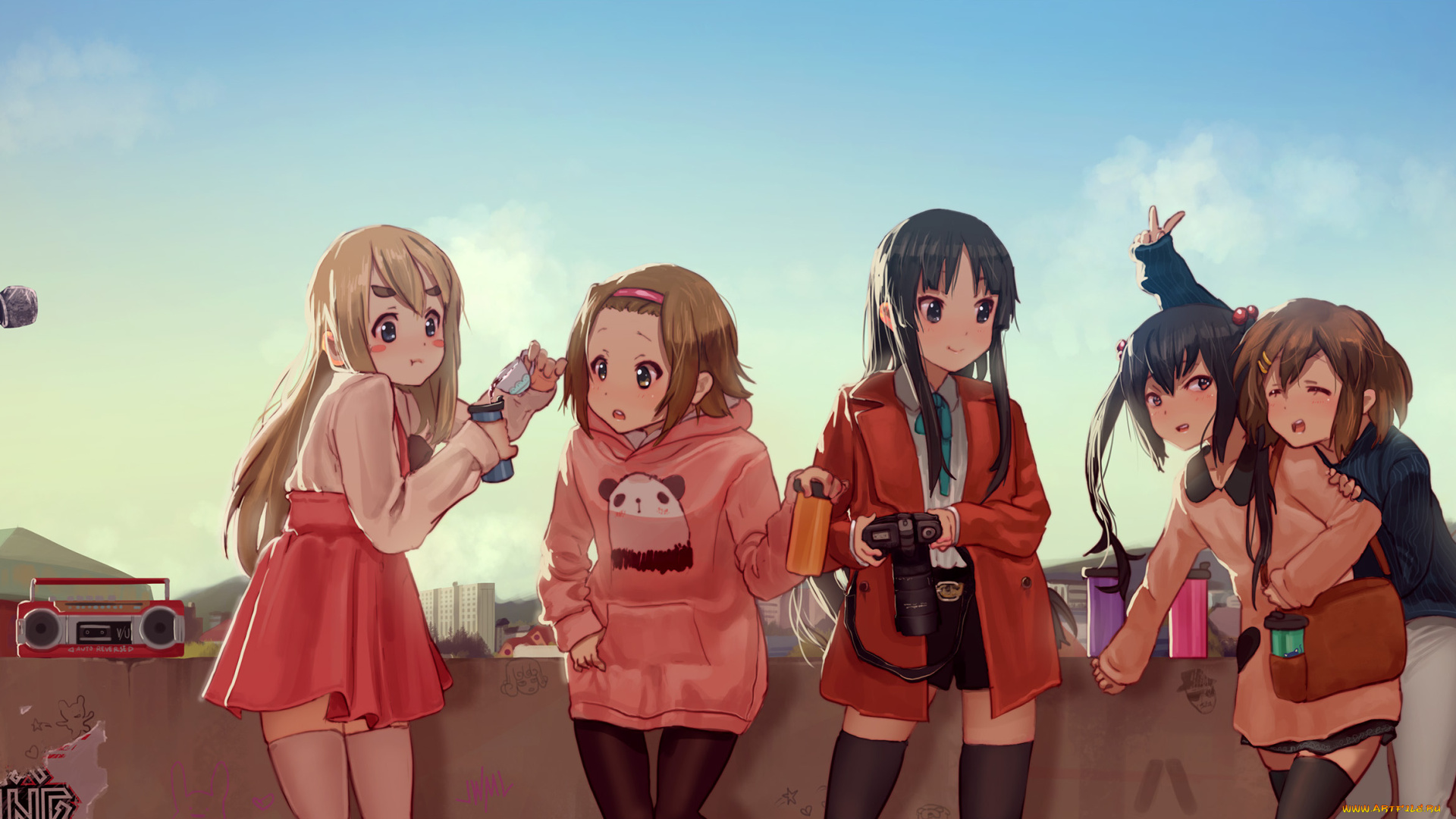 аниме, k-on, девочки, магнитофон, микрофон