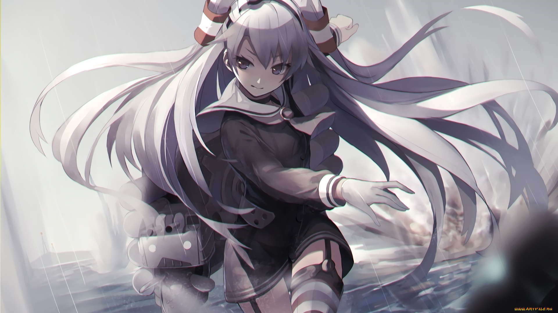 аниме, kantai, collection, взгляд, фон, девушка