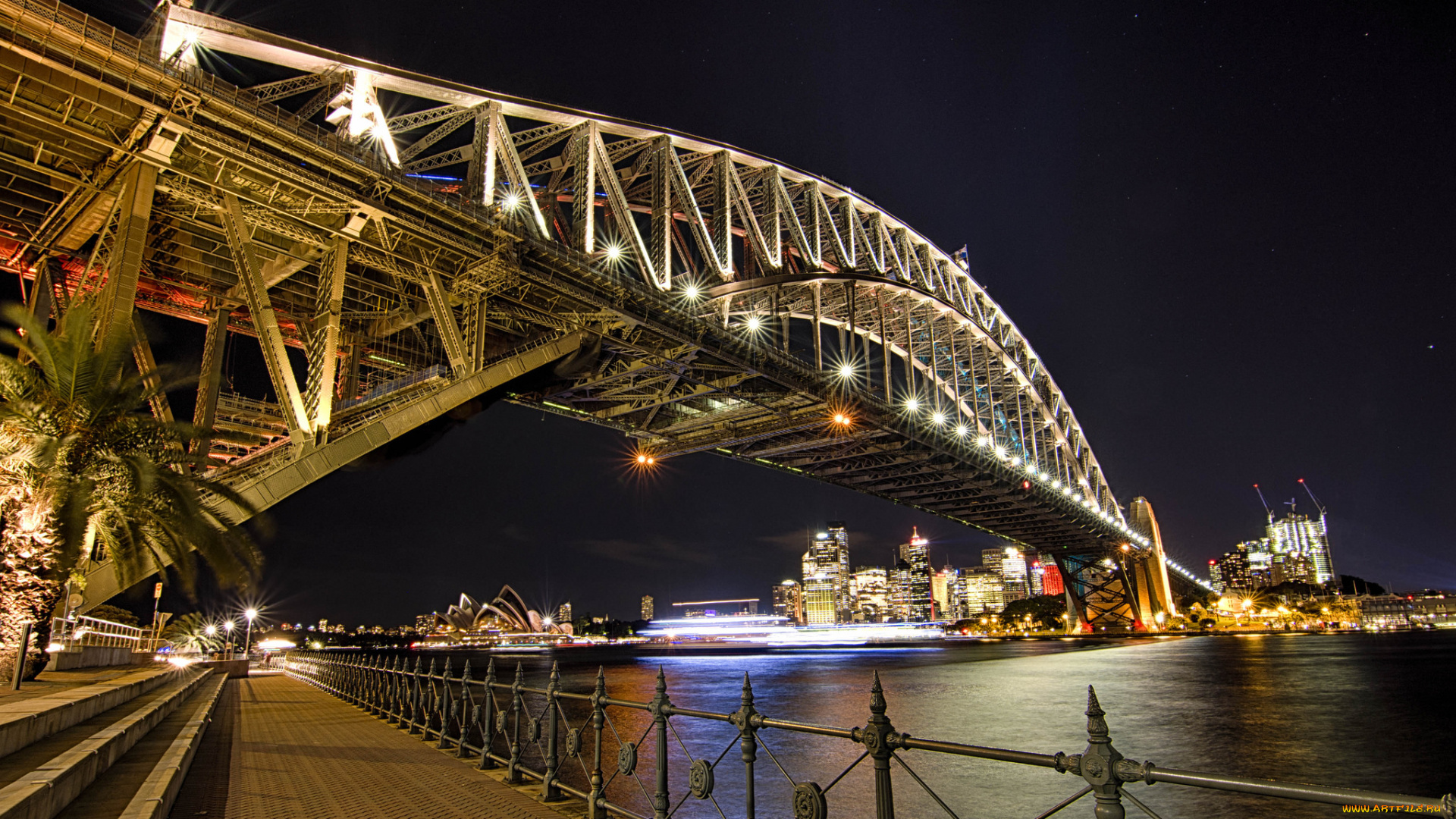 iconic, harbour, bridge, города, -, мосты, ночь, мост