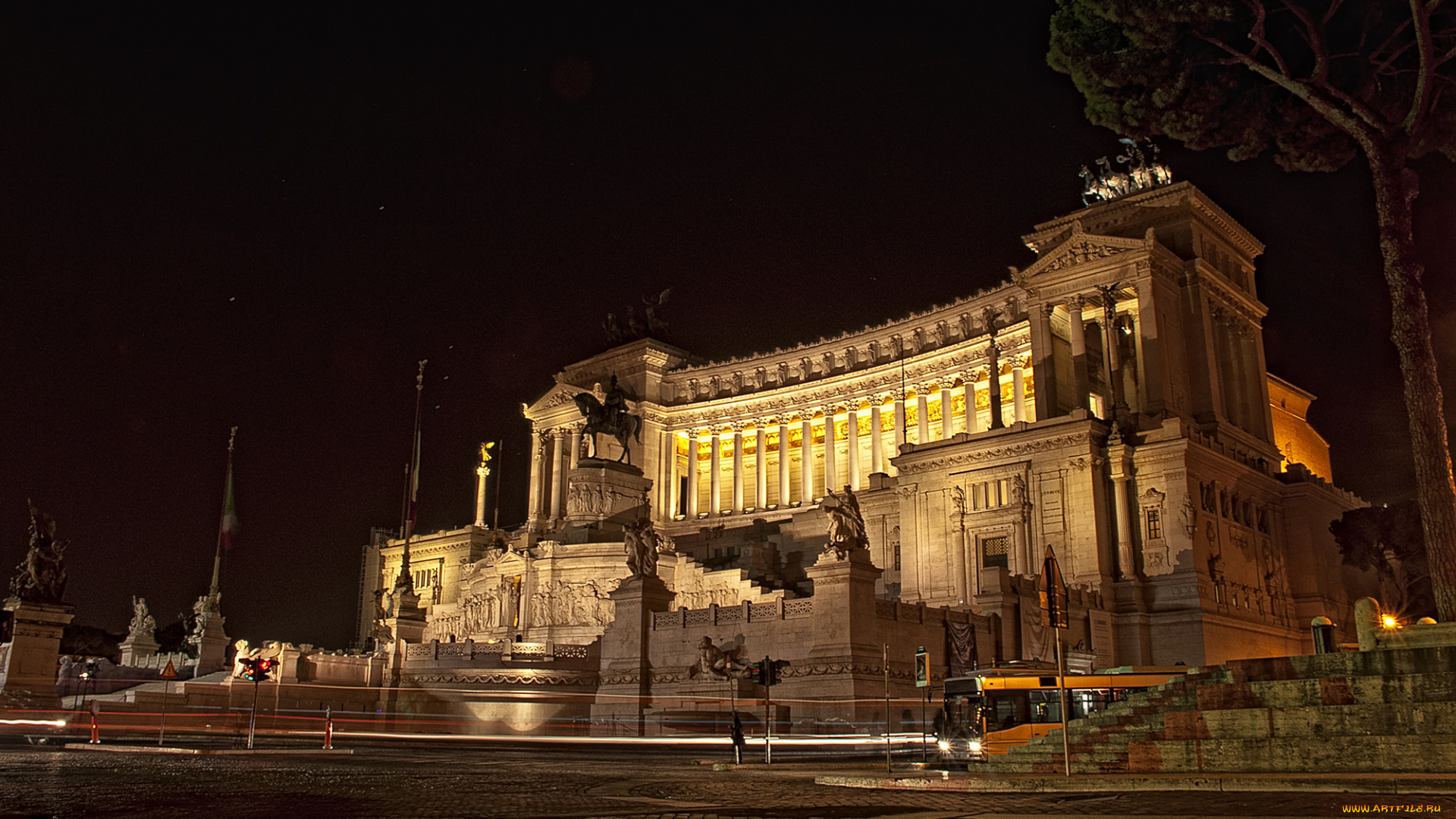 vittonano, monument, in, rome, города, рим, , ватикан, , италия, ночь, дворец