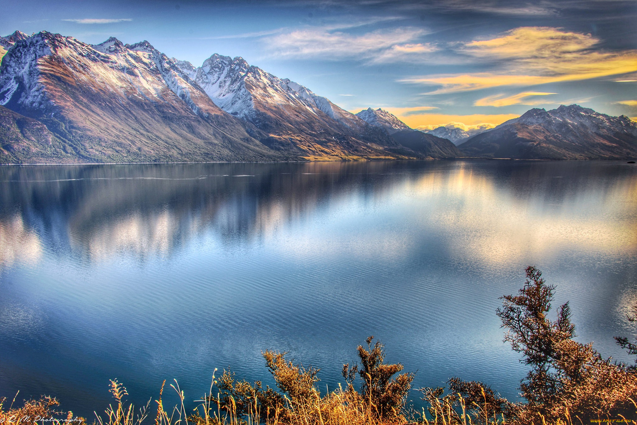 природа, реки, озера, новая, зеландия, озеро, горы, водная, гладь