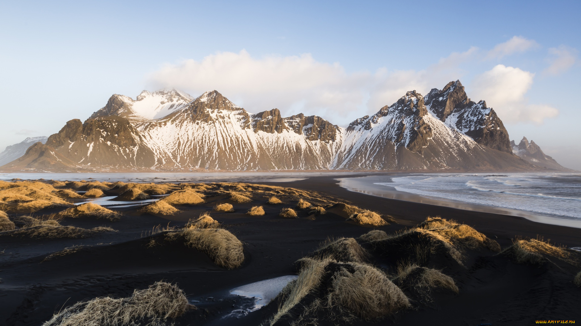 природа, горы, исландия, vestrahorn