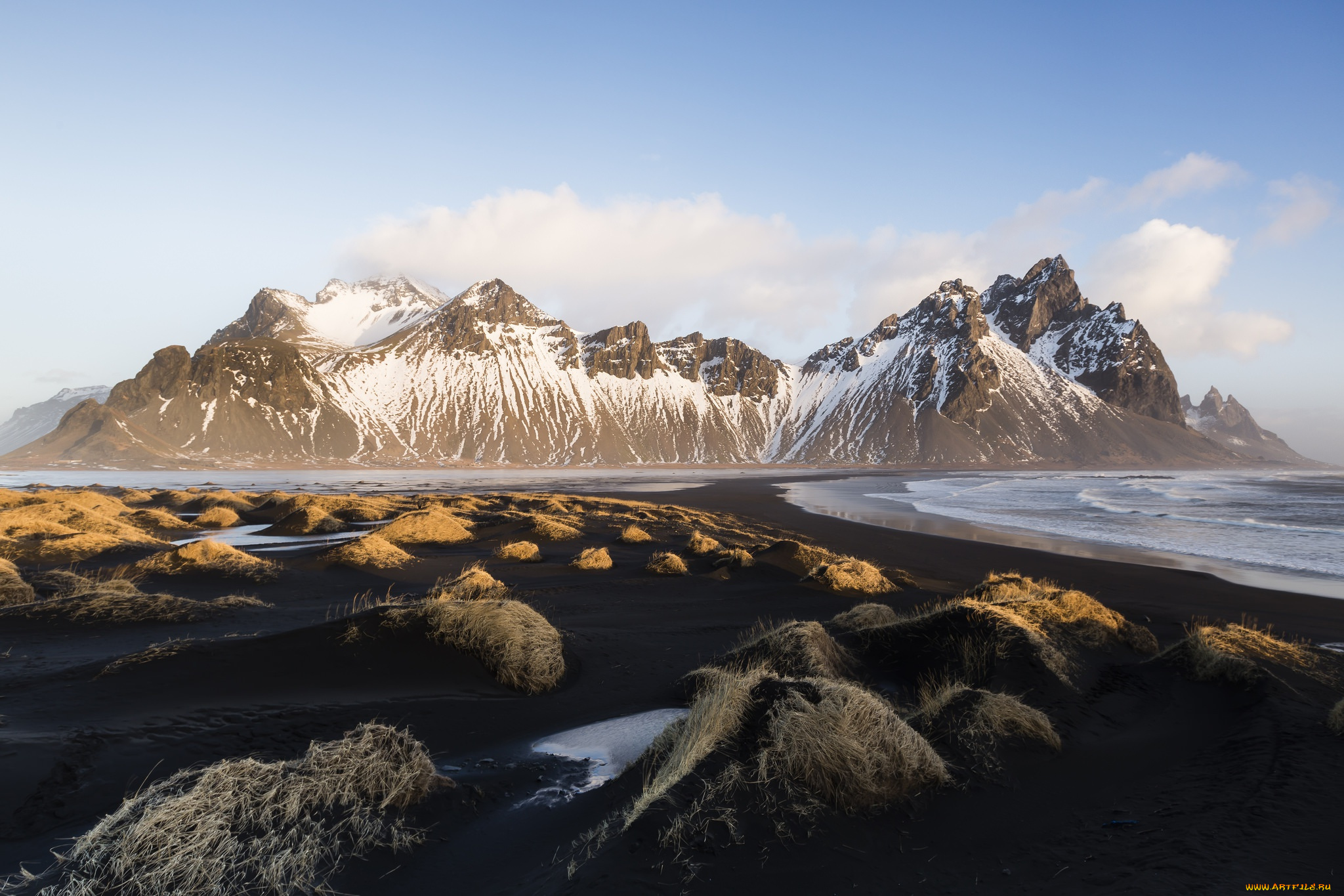 природа, горы, исландия, vestrahorn