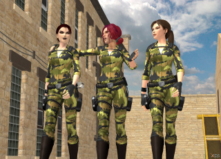 Картинка 3д+графика армия+ military девушки взгляд униформа фон