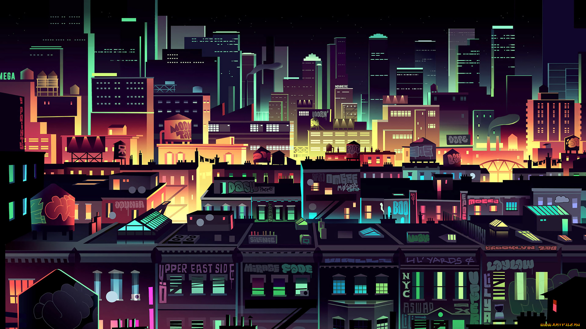cyberpunk, 2077, видео, игры, ночь, огни, здания, городской, вид, город, минималистичный