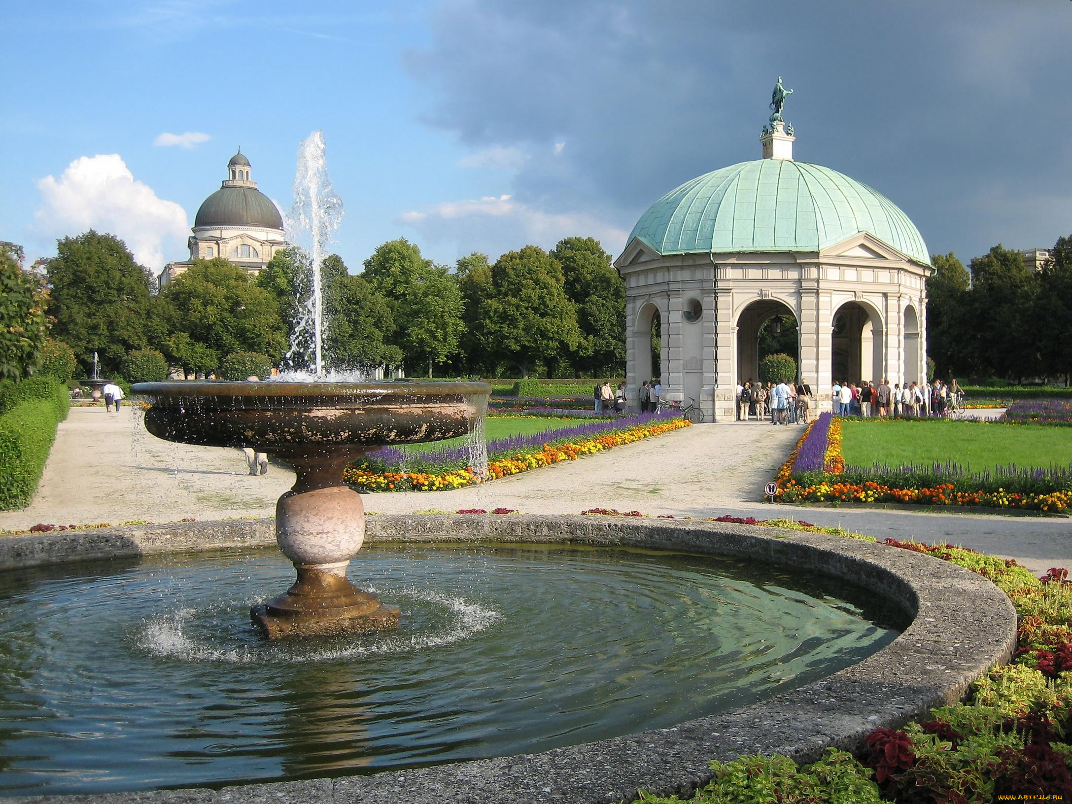 munchen, hofgartentempel, города, фонтаны