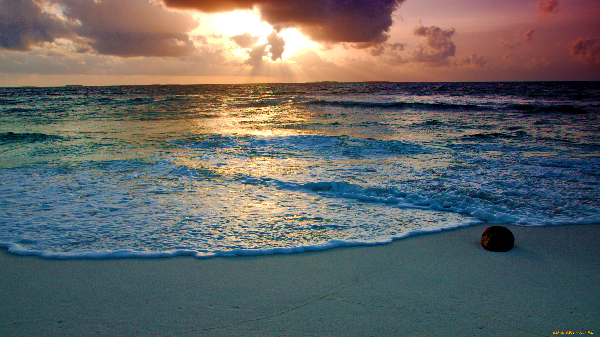 sunlight, природа, побережье, пляж, облака, солнечный, свет, море