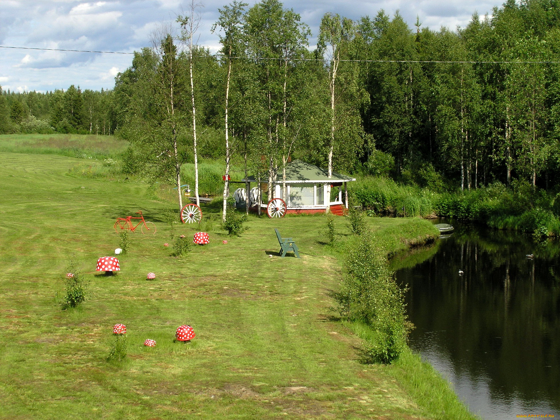 финляндия, природа, реки, озера, скамейки, река, веранда, лес