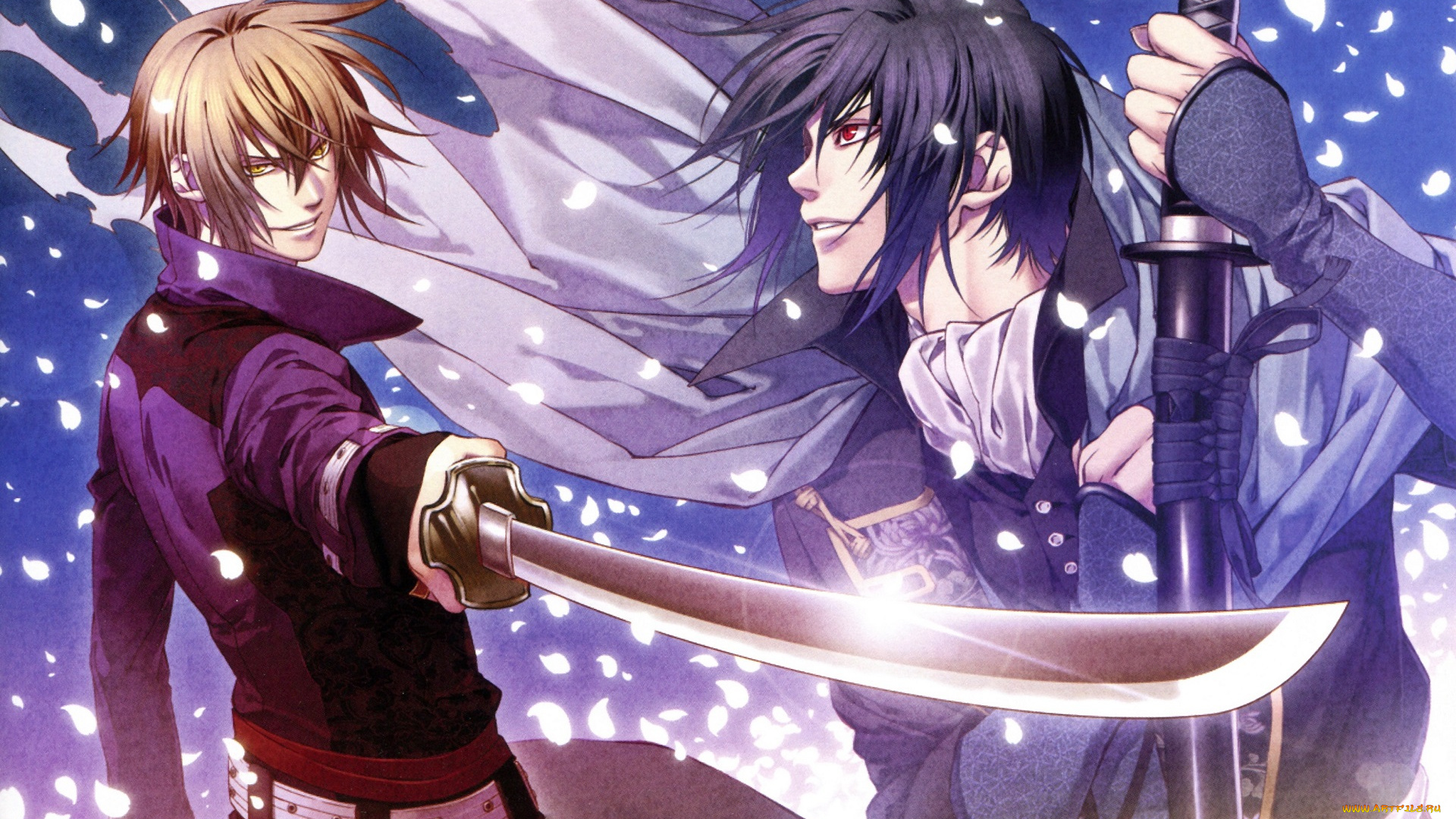 аниме, hakuoki, самураи, демон, сакуры