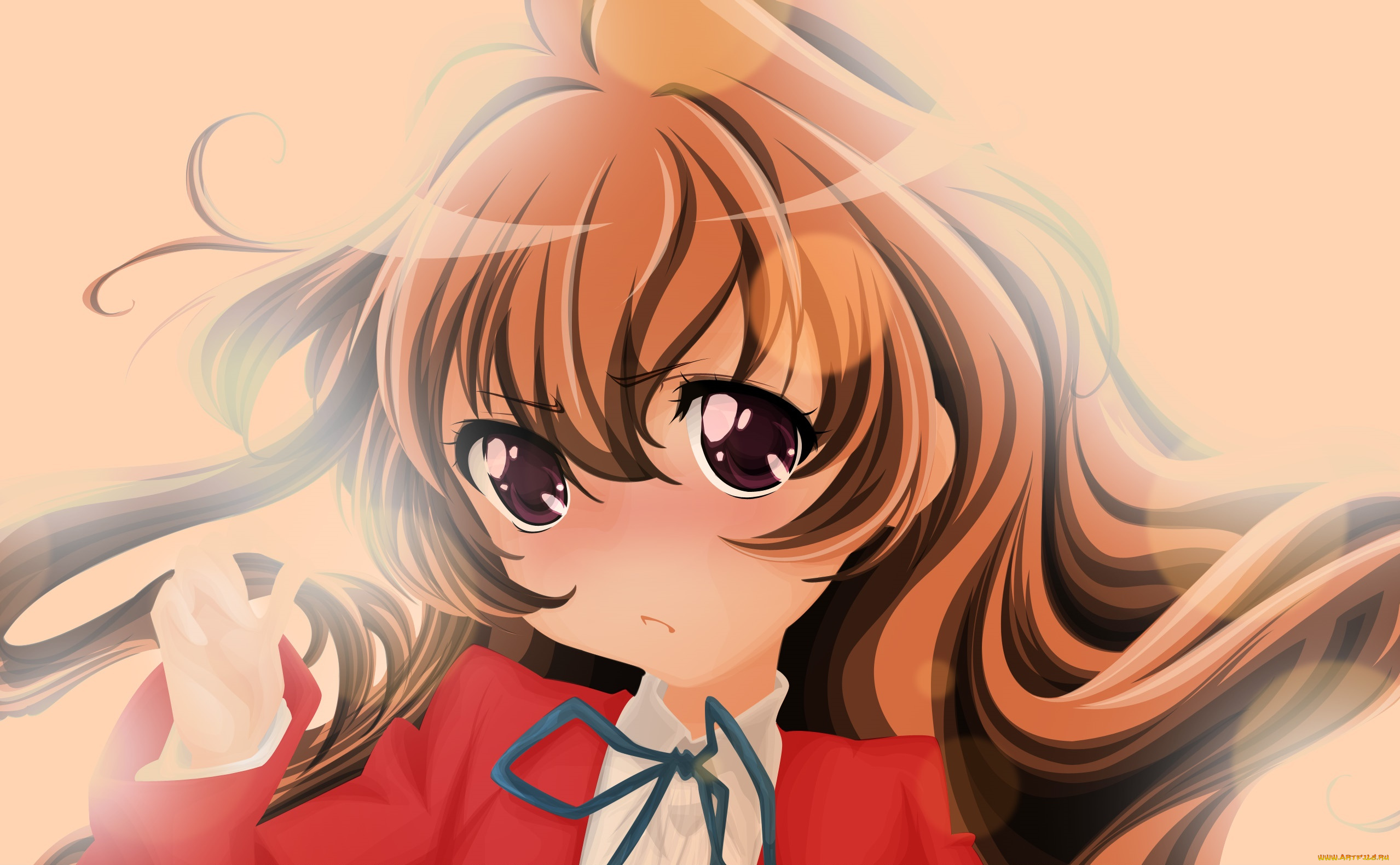 аниме, toradora, девушка, взгляд, фон