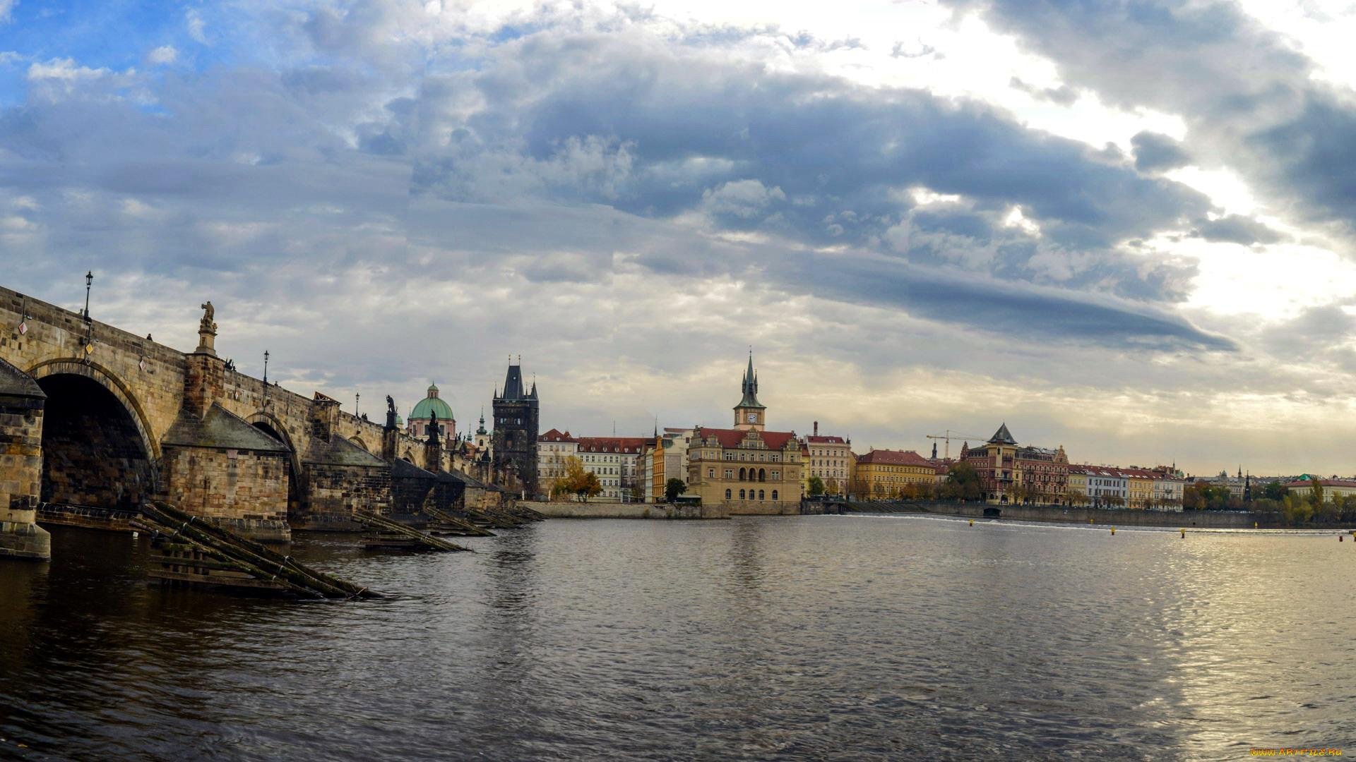 города, прага, , Чехия, влтава, мост, карлов