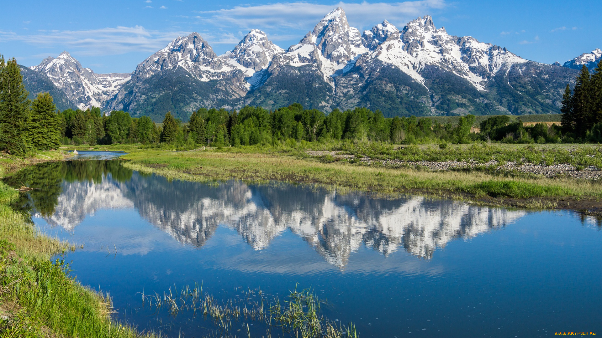 природа, реки, озера, деревья, горы, отражение, река, вайоминг, wyoming, grand, teton, national, park, скалистые, снейк, snake, river, rocky, mountains, национальный, парк, гранд-титон