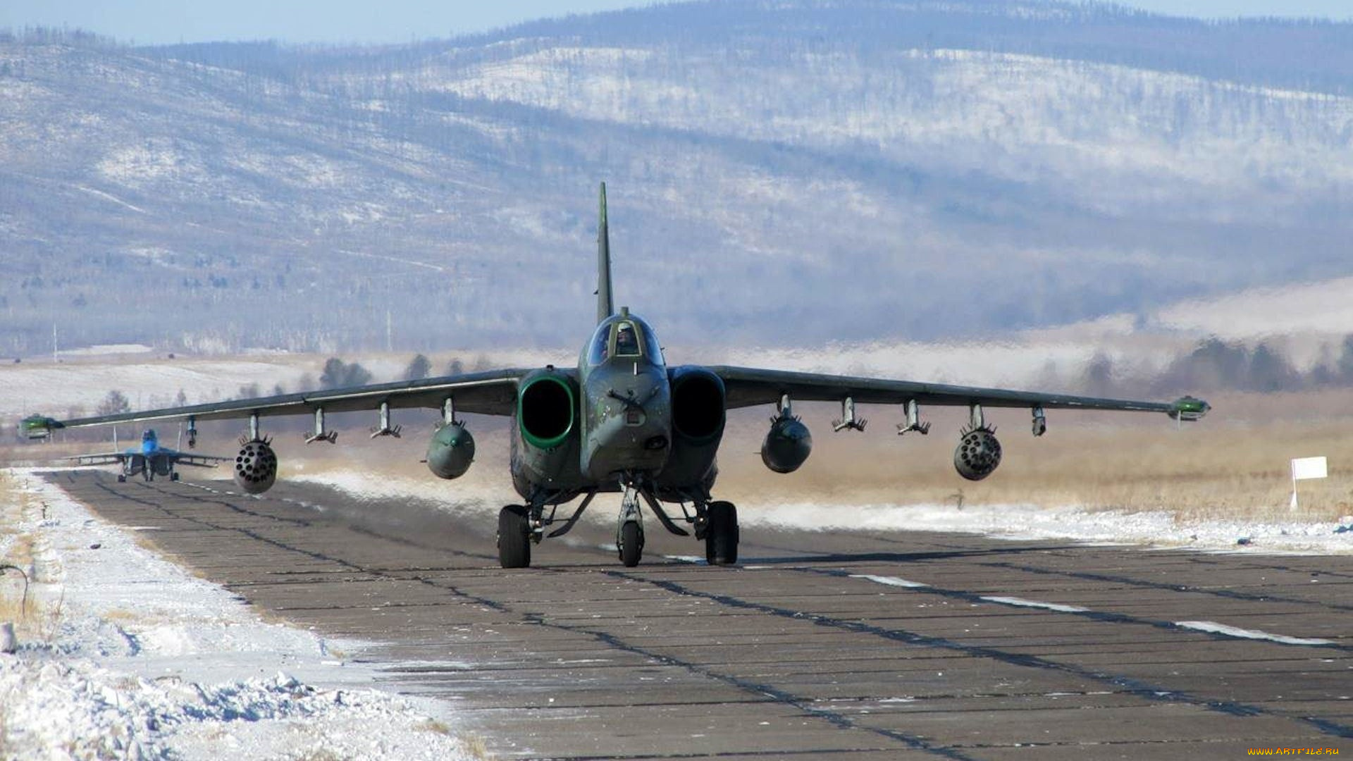 су-25, авиация, боевые, самолёты, аэродром, зима, истребитель, взлетная, полоса, грач, frogfoot, штурмовик