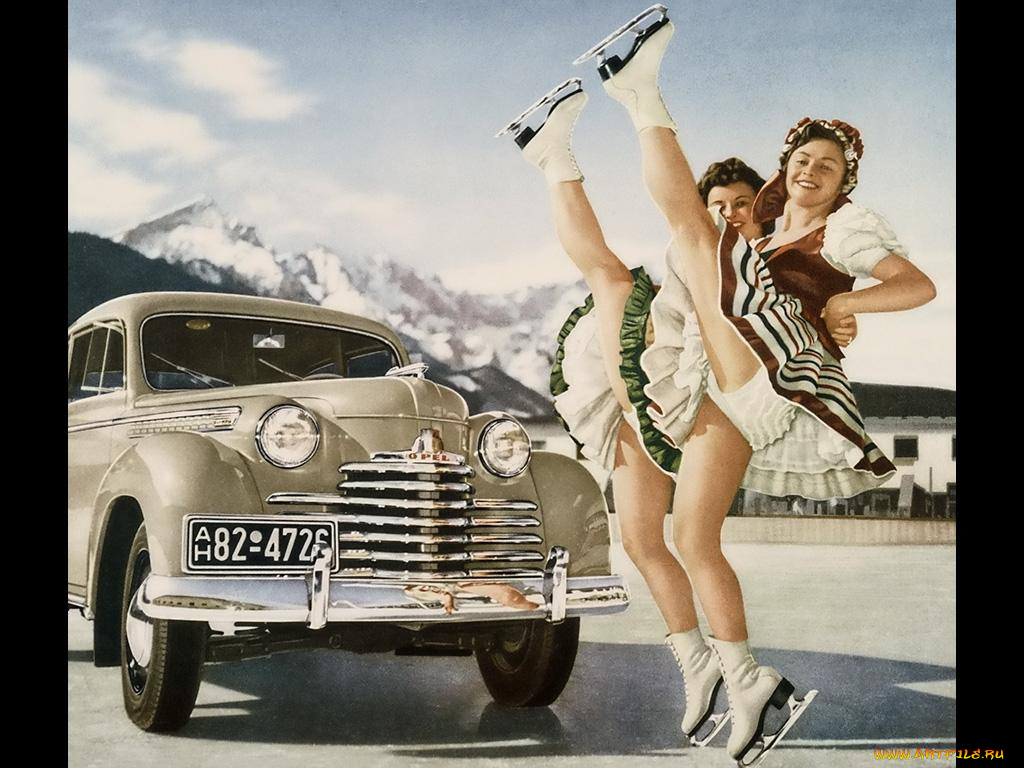 opel, olympia, автомобили, авто, девушками