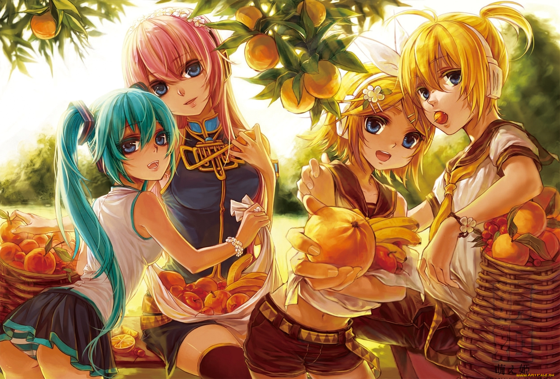 vocaloid, аниме, megurine, luka, hatsune, miku, kagamine, len, rin