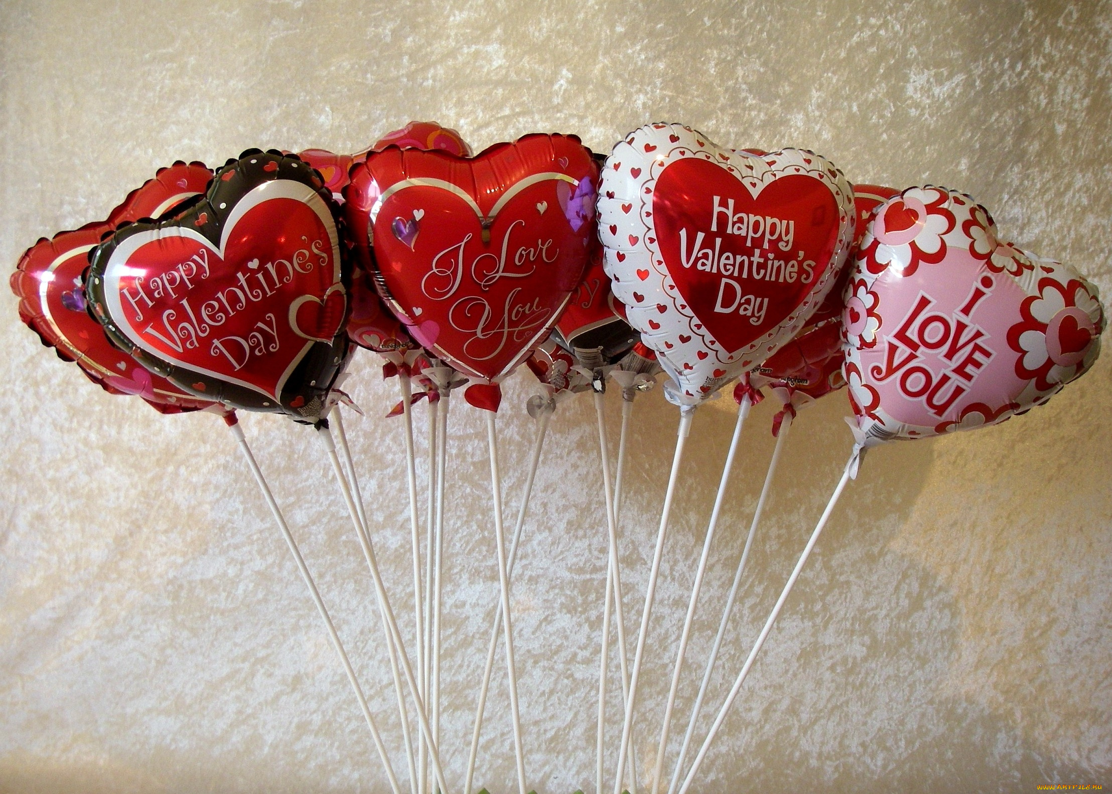 праздничные, день, св, валентина, сердечки, любовь, воздушные, шарики, надписи