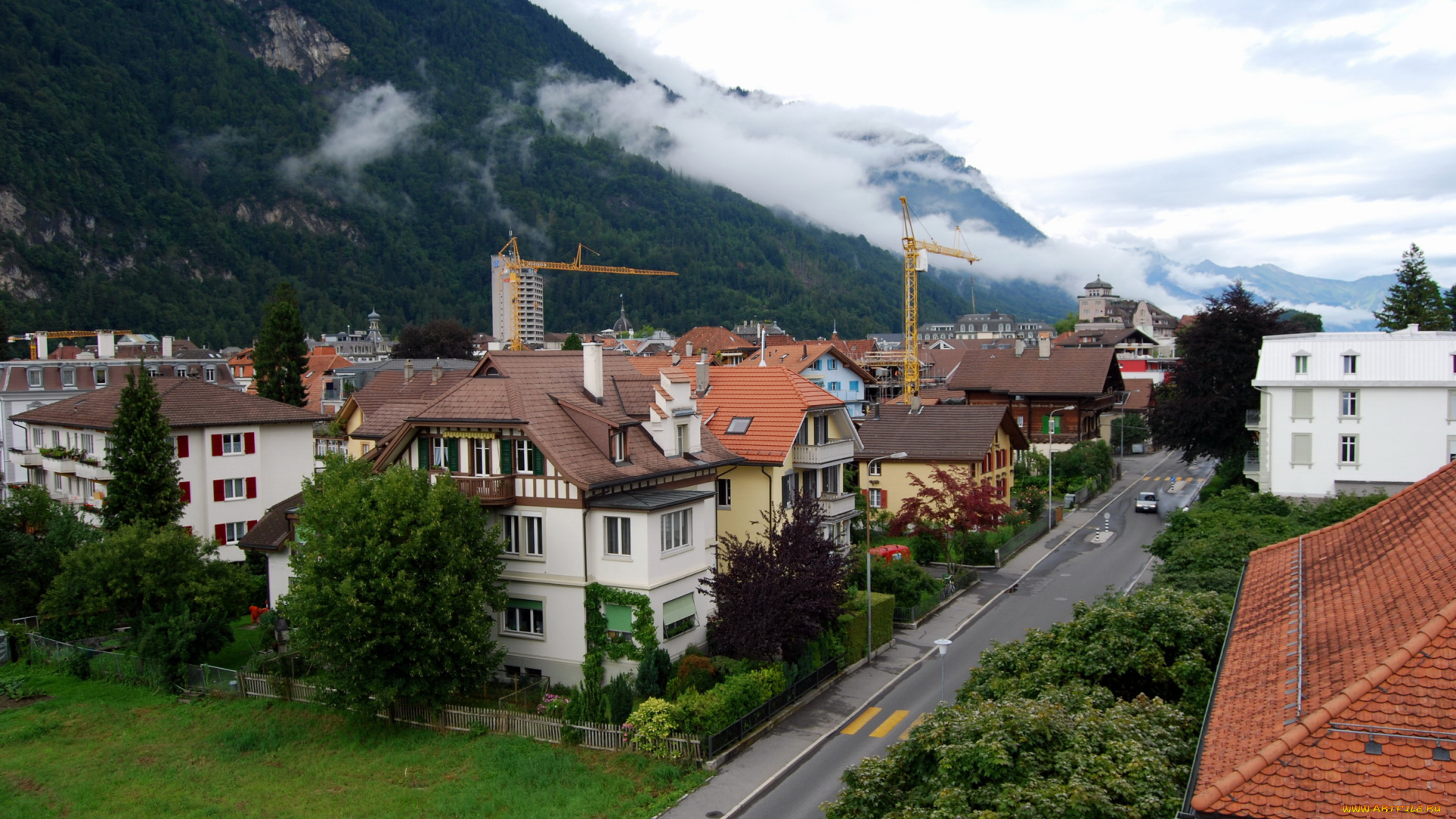 interlaken, switzerland, города, улицы, площади, набережные, дома, улица, дорога