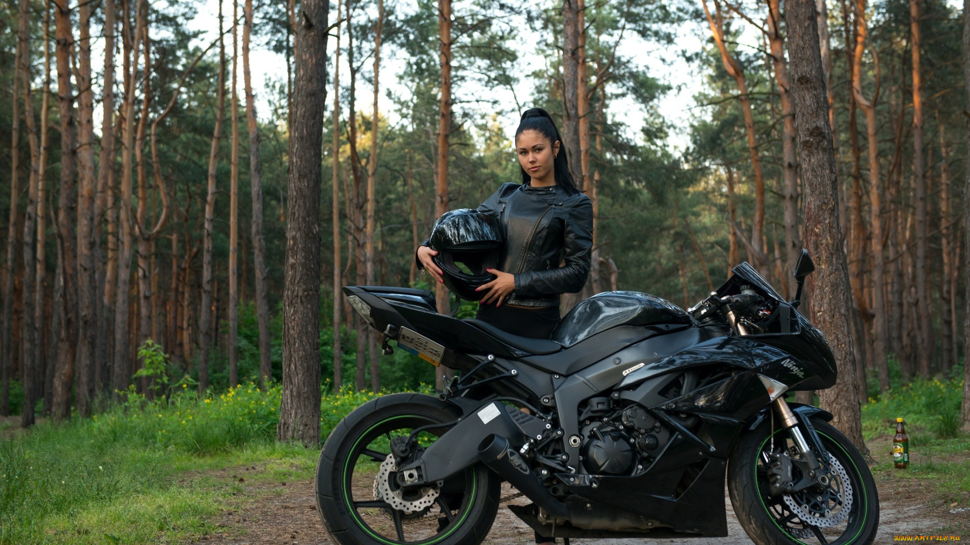 мотоциклы, мото, девушкой, kawasaki, ninja, motorcycle, bike, girl