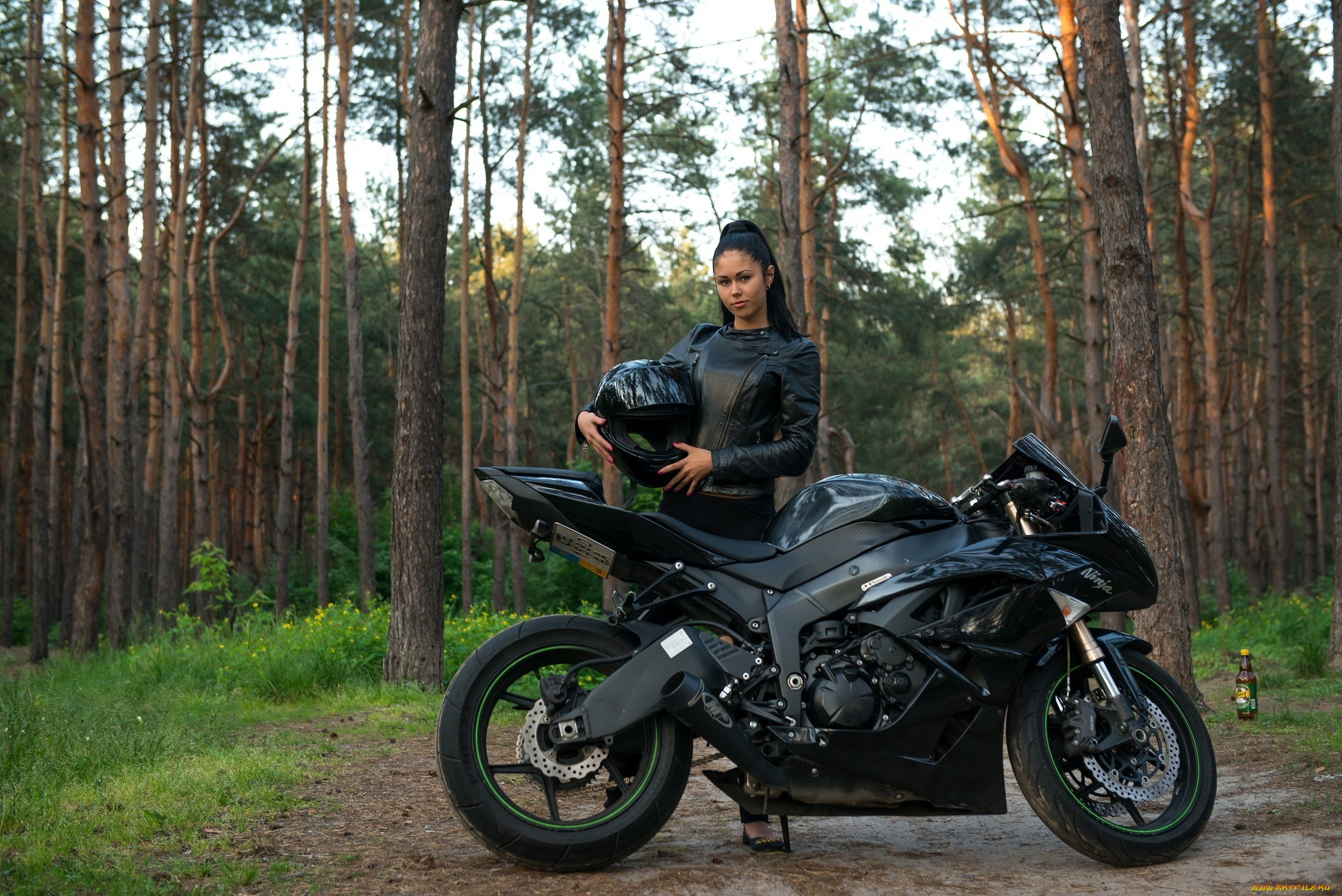 мотоциклы, мото, девушкой, kawasaki, ninja, motorcycle, bike, girl