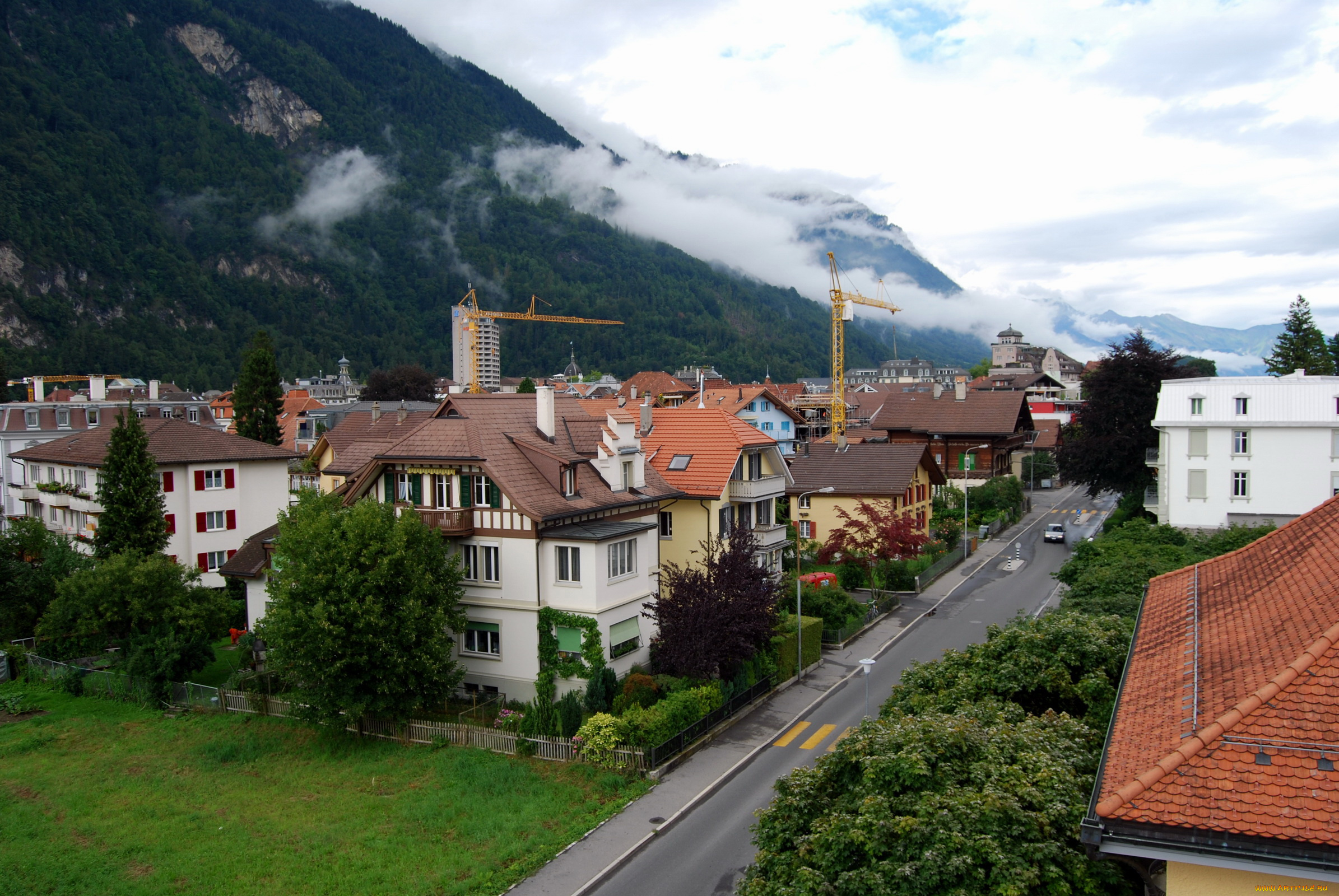 interlaken, switzerland, города, улицы, площади, набережные, дома, улица, дорога