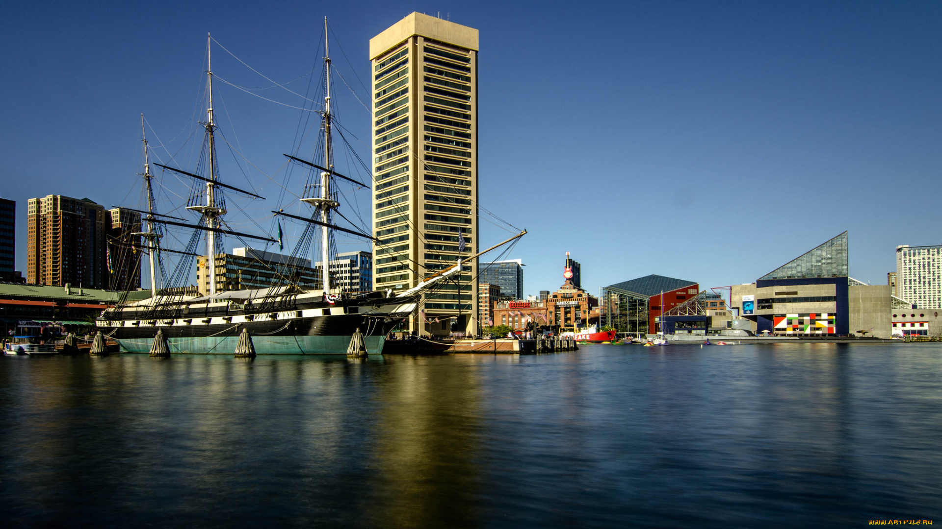 uss, constellation, -, baltimore, harbor, корабли, парусники, парусник, военный, порт, город