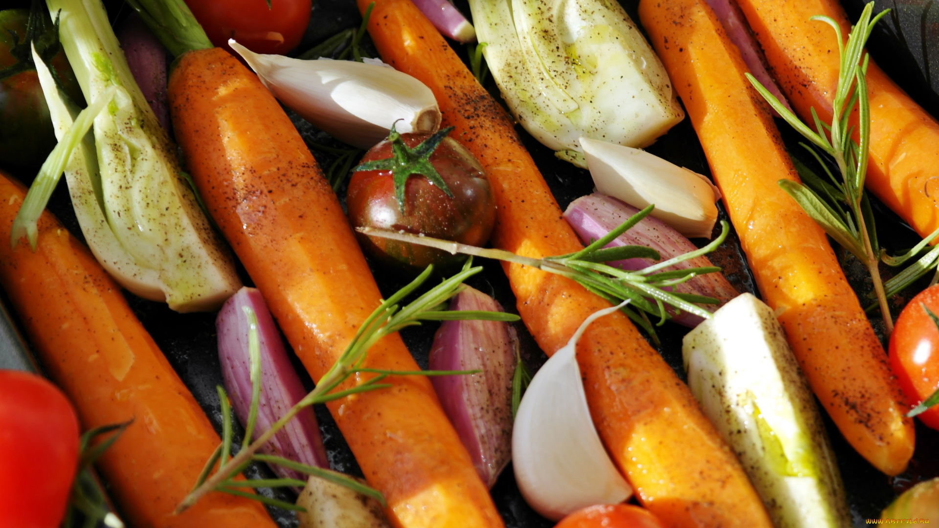 еда, овощи, морковь, лук, чеснок, помидоры