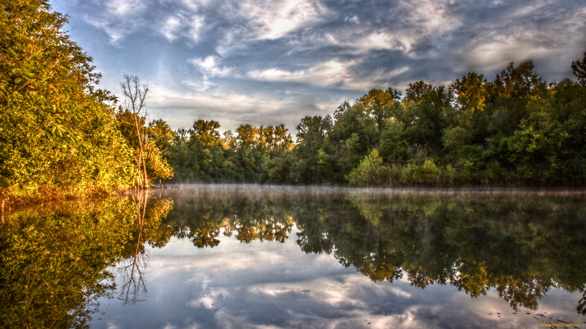 природа, реки, озера, осень, тучи, отражение