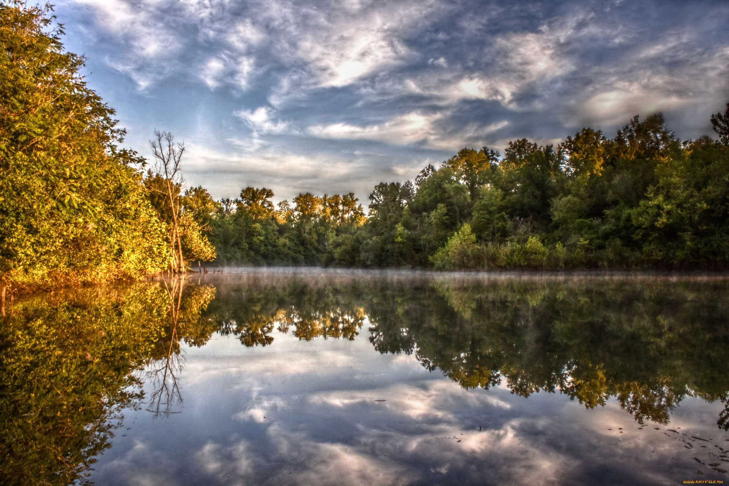 природа, реки, озера, осень, тучи, отражение