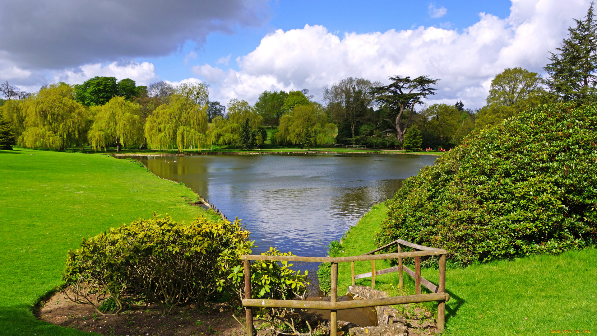 англия, leeds, castle, park, природа, парк, пруд, трава