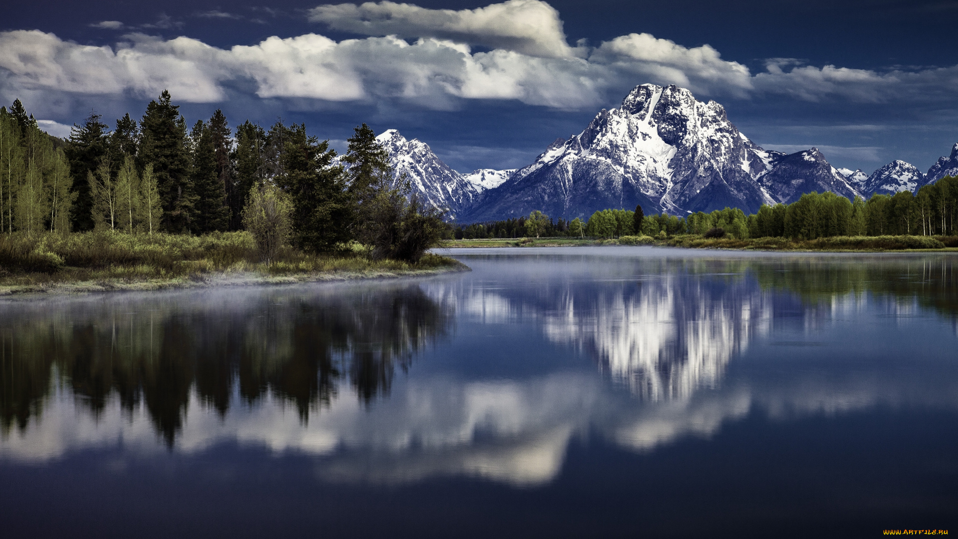 grand, teton, national, park, wyoming, природа, реки, озера, snake, river, mount, moran, гора, моран, отражение, гранд-титон, вайоминг, река, снейк