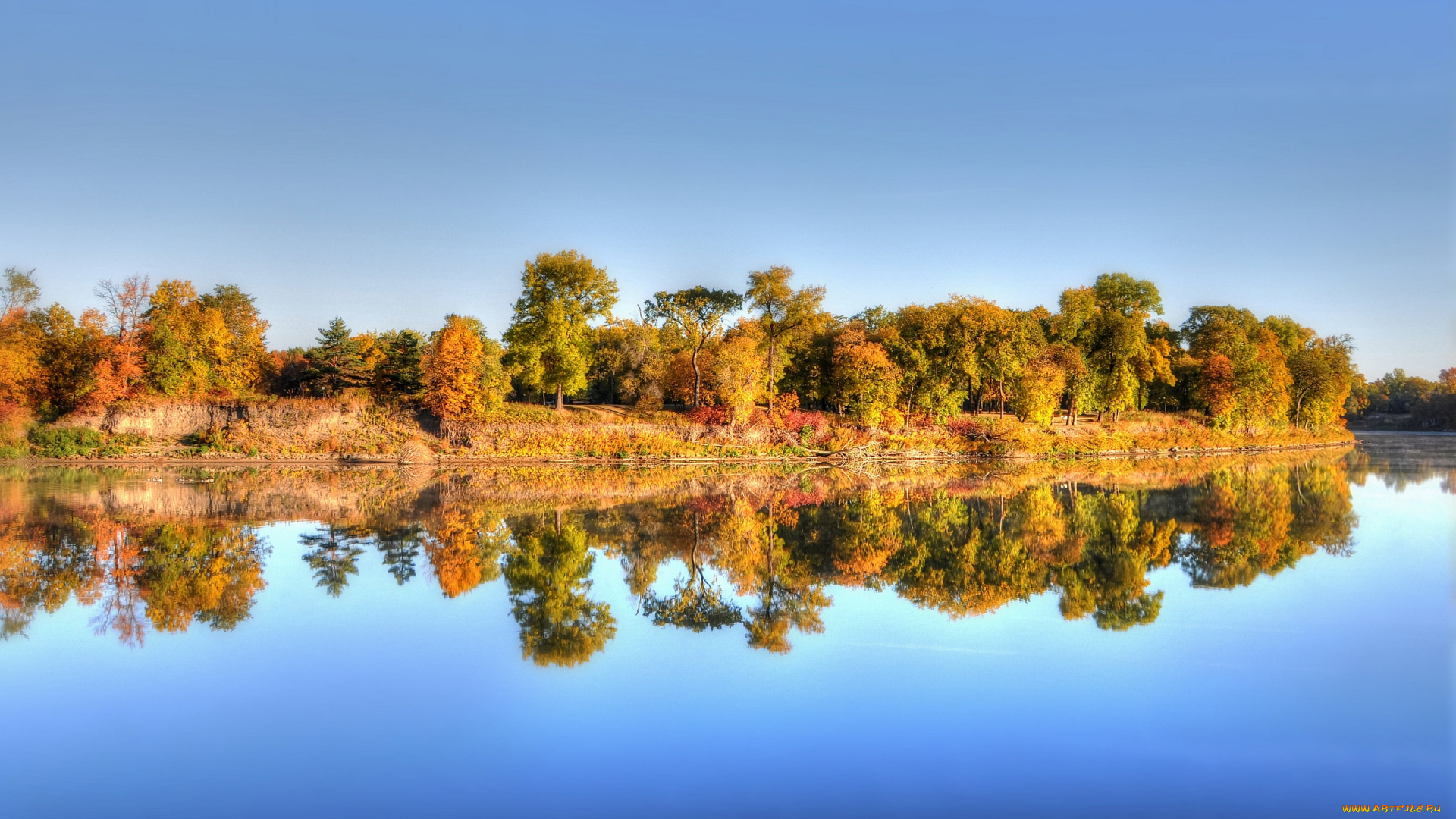 природа, реки, озера, деревья, река, осень, отражение