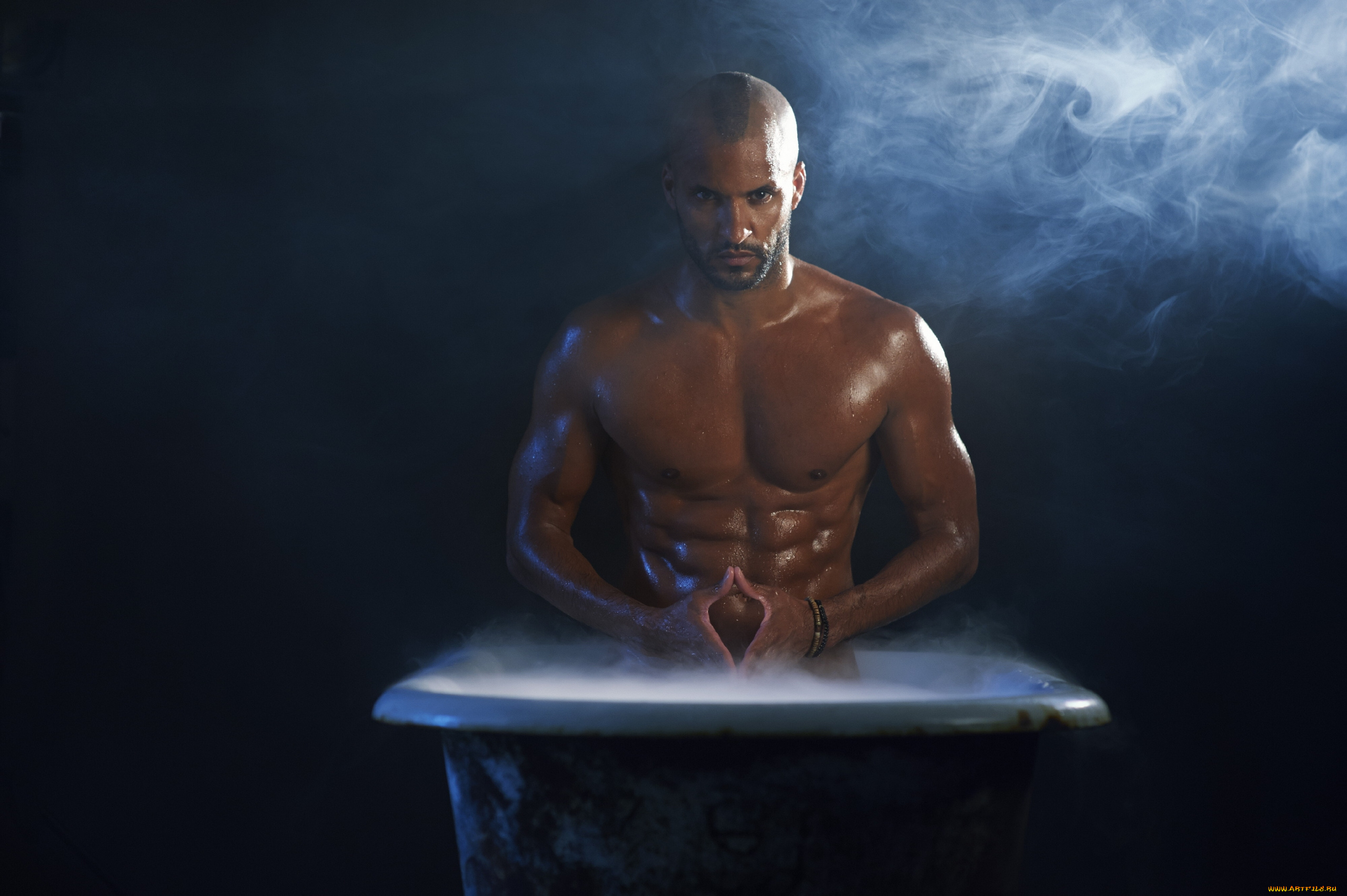 ricky, whittle, мужчины, ванна, торс, дым, пар, актёр