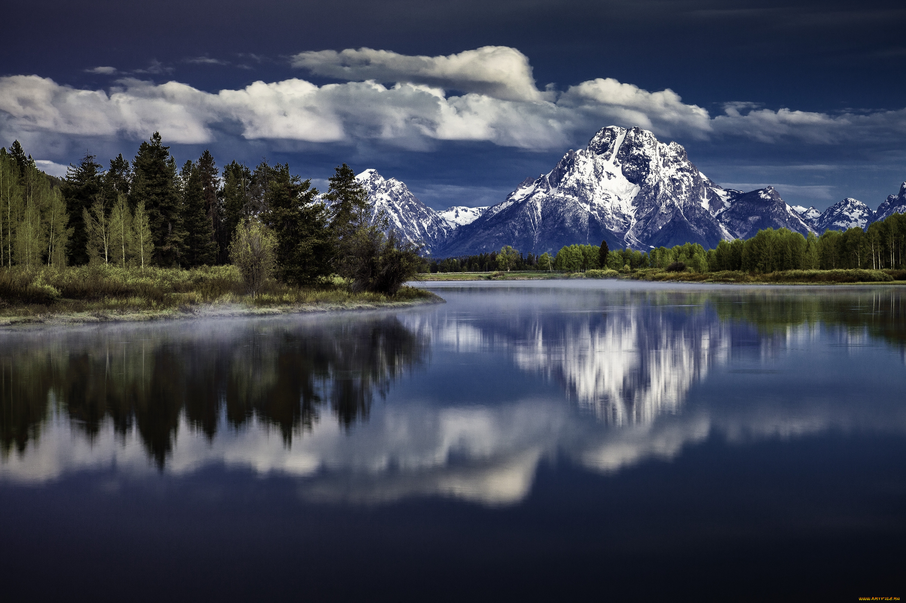 grand, teton, national, park, wyoming, природа, реки, озера, snake, river, mount, moran, гора, моран, отражение, гранд-титон, вайоминг, река, снейк