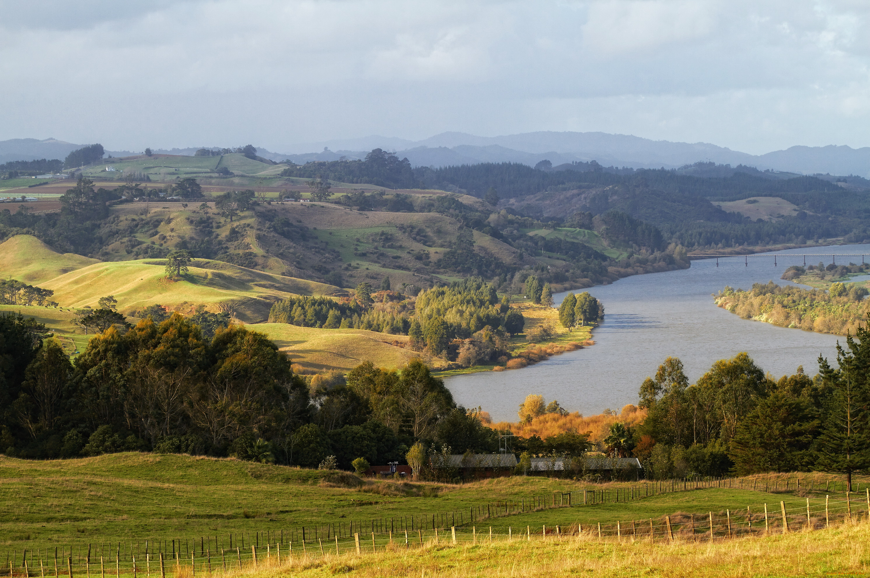 waikato, river, новая, зеландия, природа, реки, озера, деревья, панорама, река