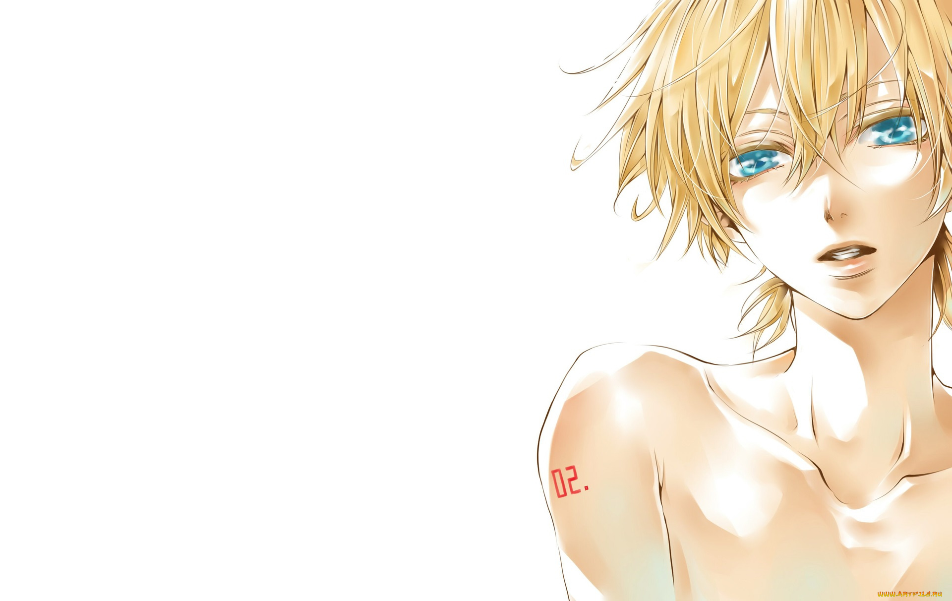 аниме, vocaloid, блондин, взгляд, арт, мужчина, kagamine, len