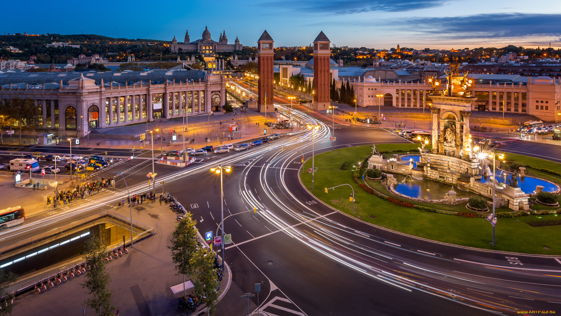 barcelona, , catalonia, , spain, города, барселона, , испания, панорама, магистраль, площадь