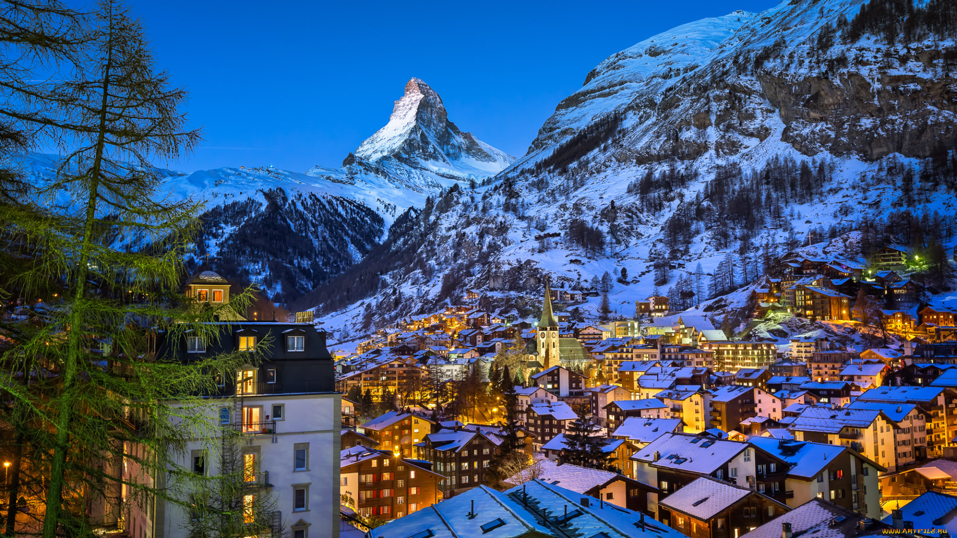 morning, , switzerland, города, -, панорамы, горы, поселок