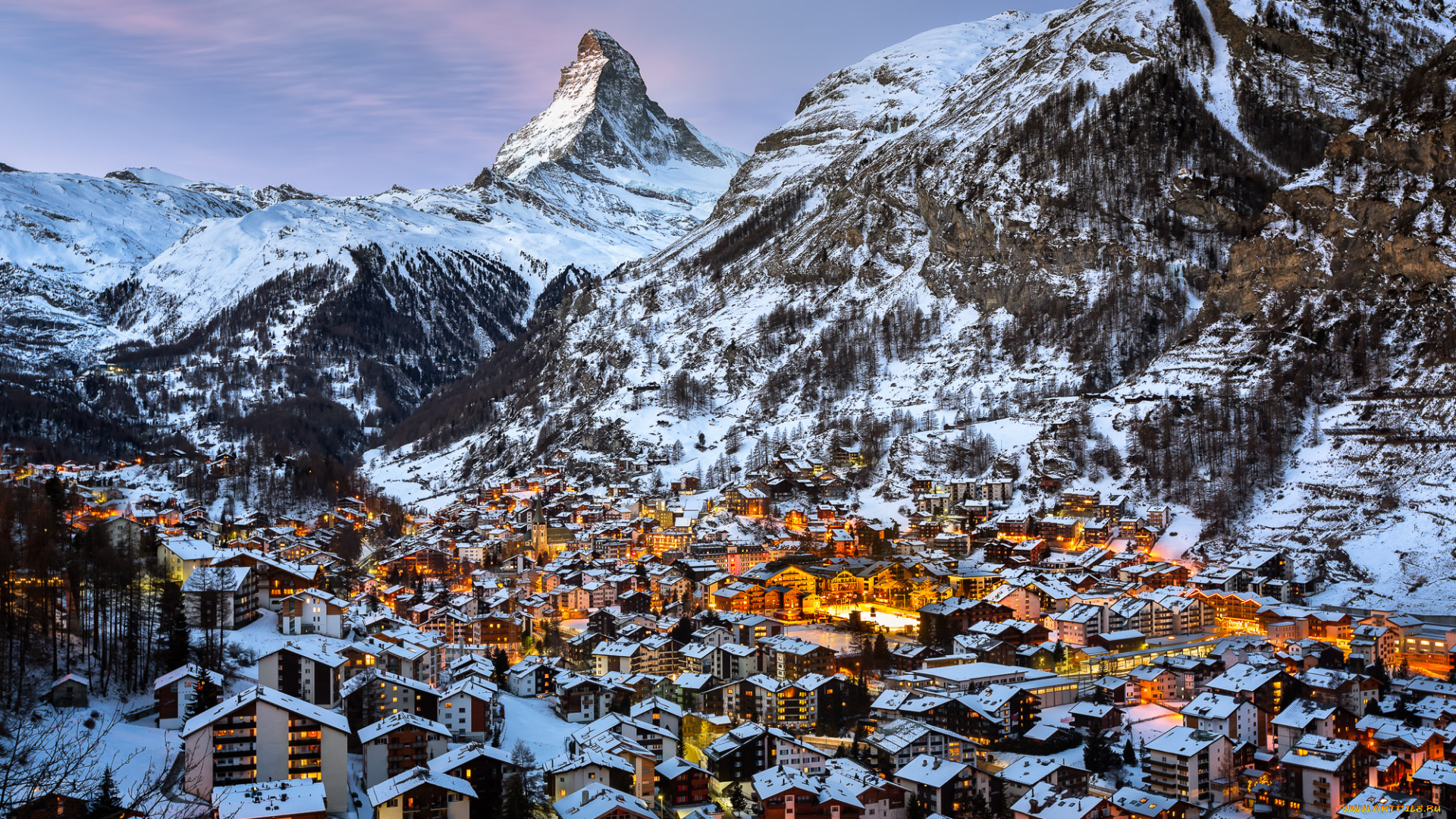 morning, , switzerland, города, -, пейзажи, поселок, горы