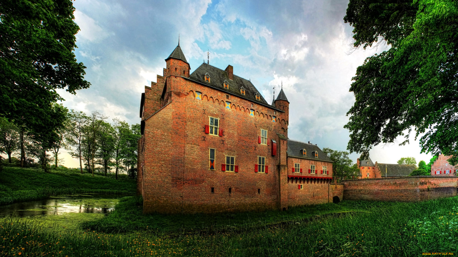 doorwerth, castle, holland, города, замки, нидерландов, doorwerth, castle