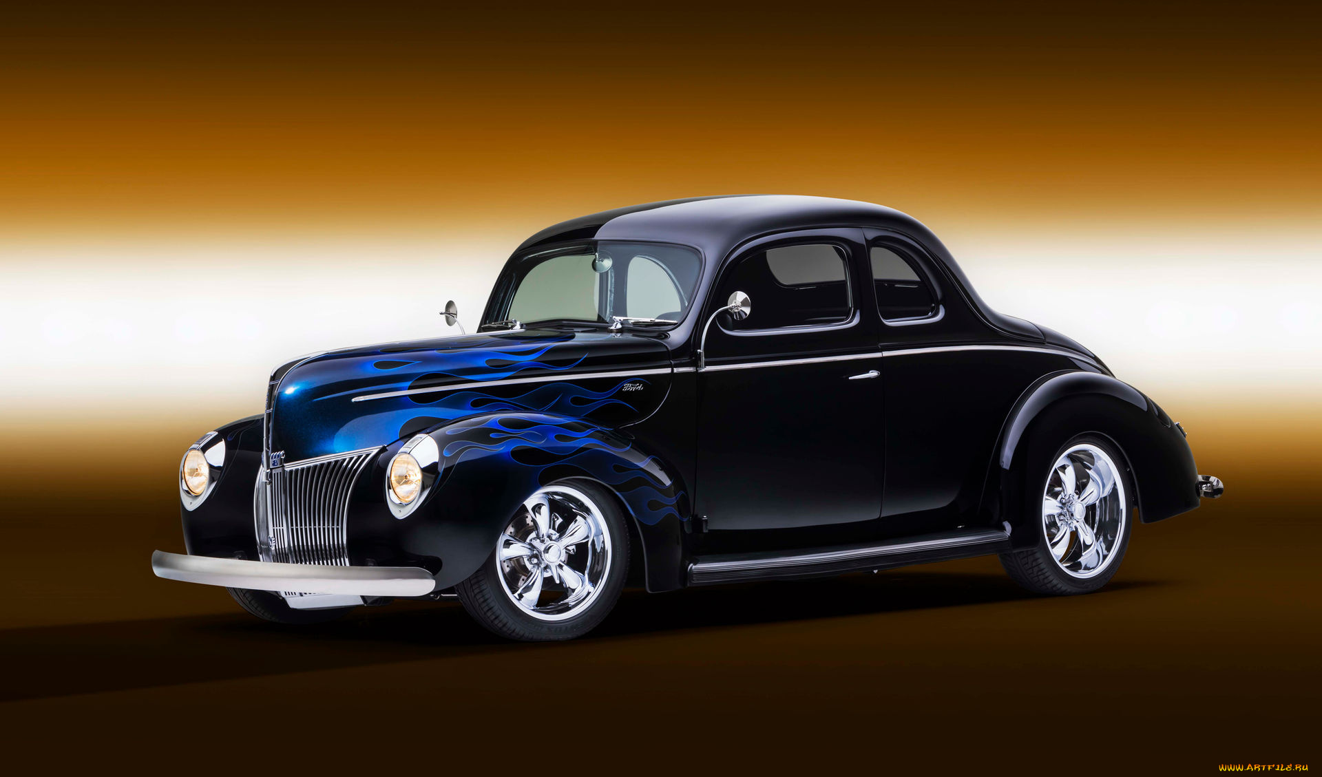 1940-ford-coupe-ghost-flames, автомобили, custom, classic, car, ford