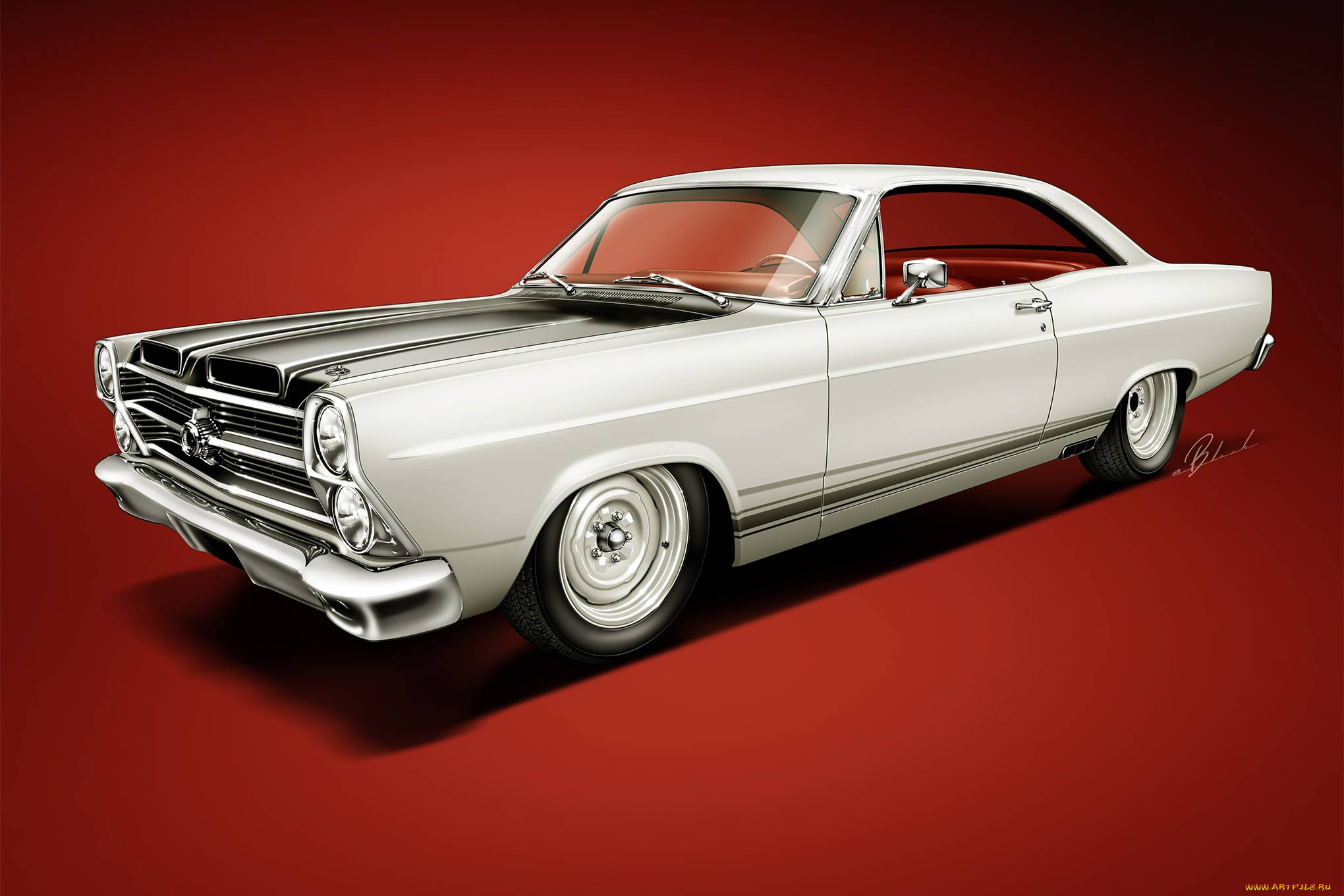 1966-ford-fairlane, автомобили, рисованные, ford