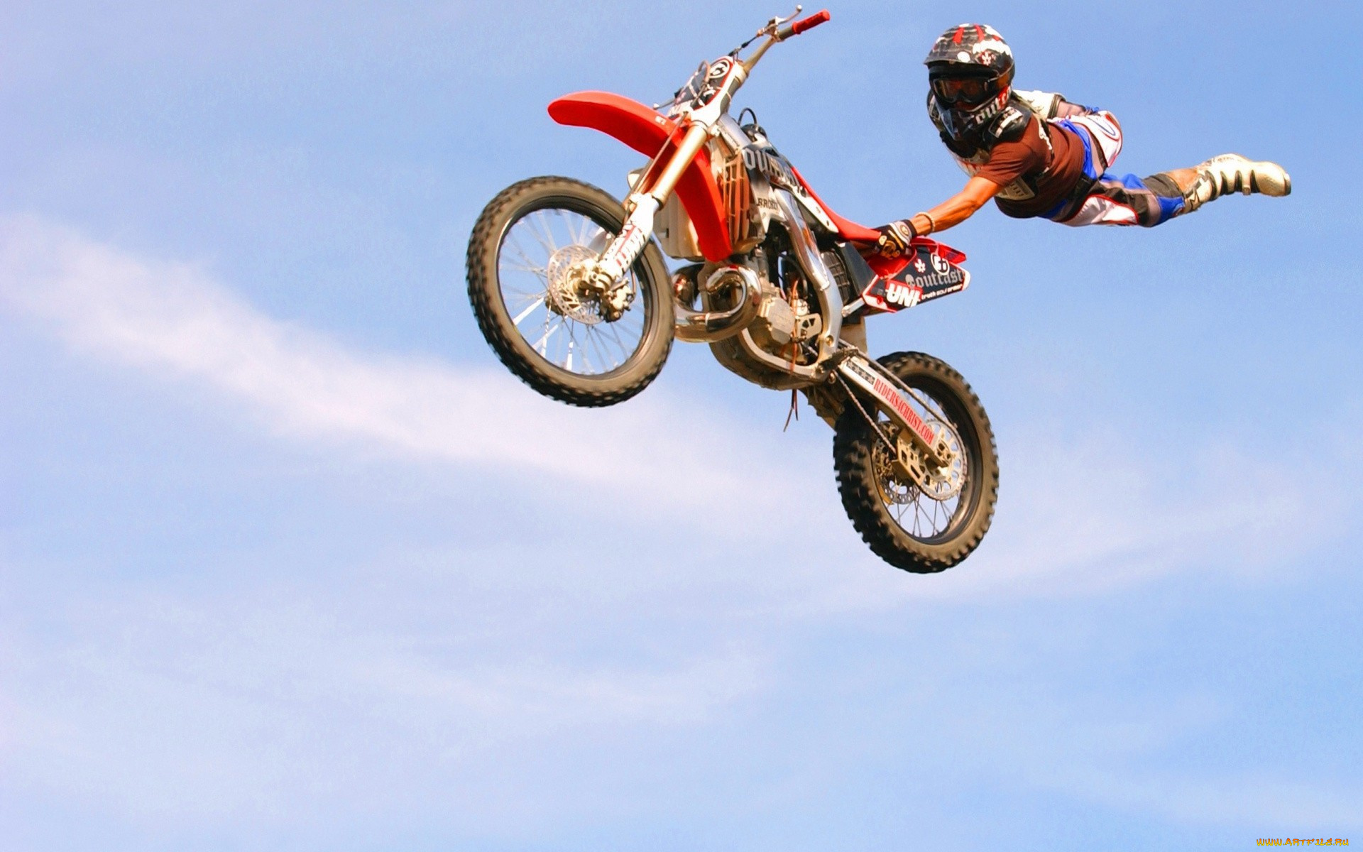спорт, мотоспорт, мотоцикл, мотоциклист, прыжок, полет, трюк