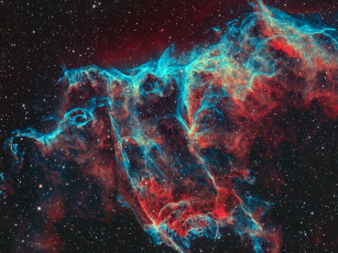 Картинка туманность вуаль космос галактики туманности