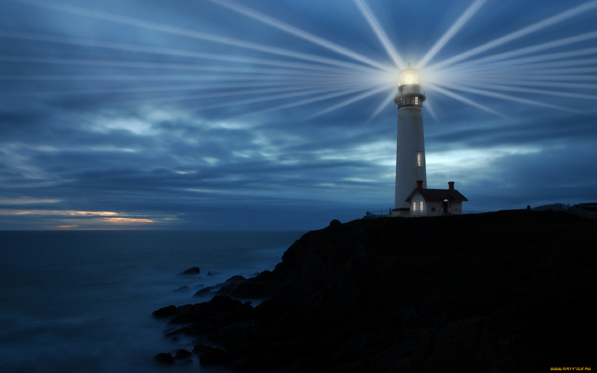 lighthouse, природа, маяки, маяк, свет, океан, ночь