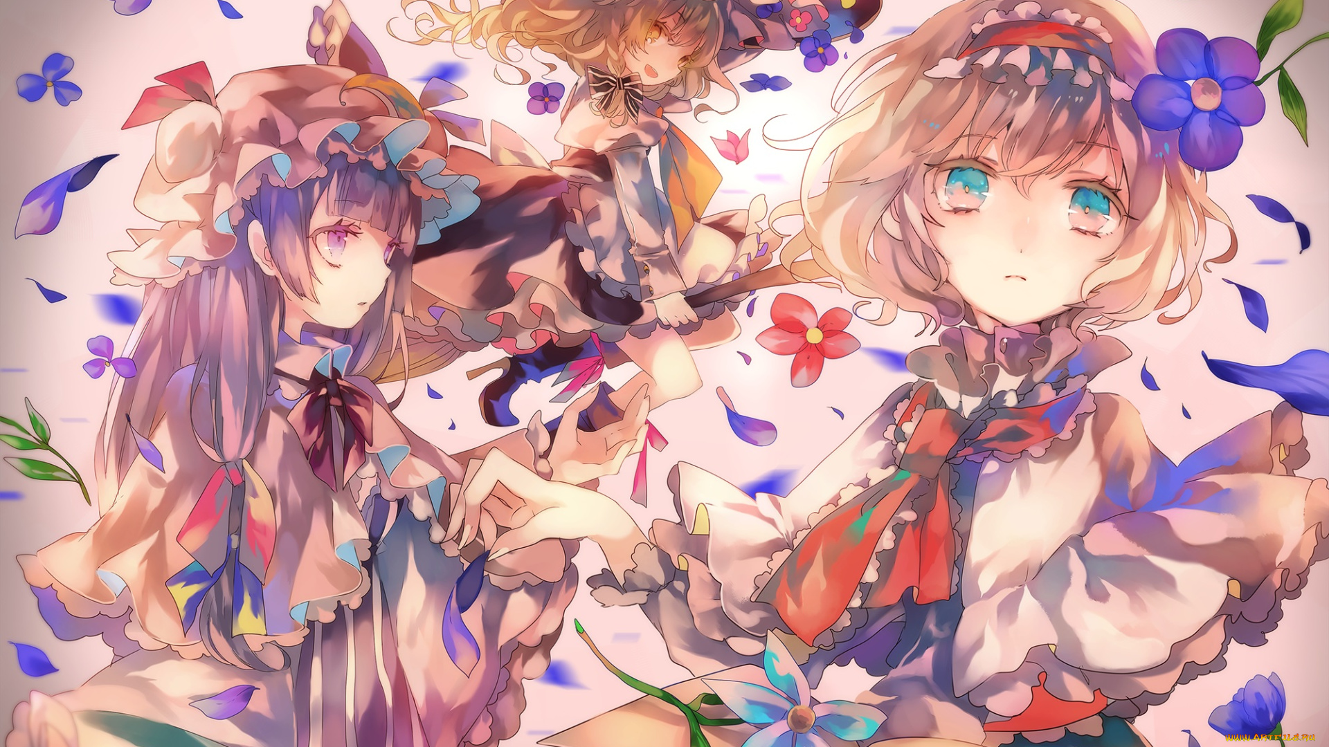 аниме, touhou, девочки, арт, kirisame, marisa, alice, margatroid, cha, goma, patchouli, knowledge