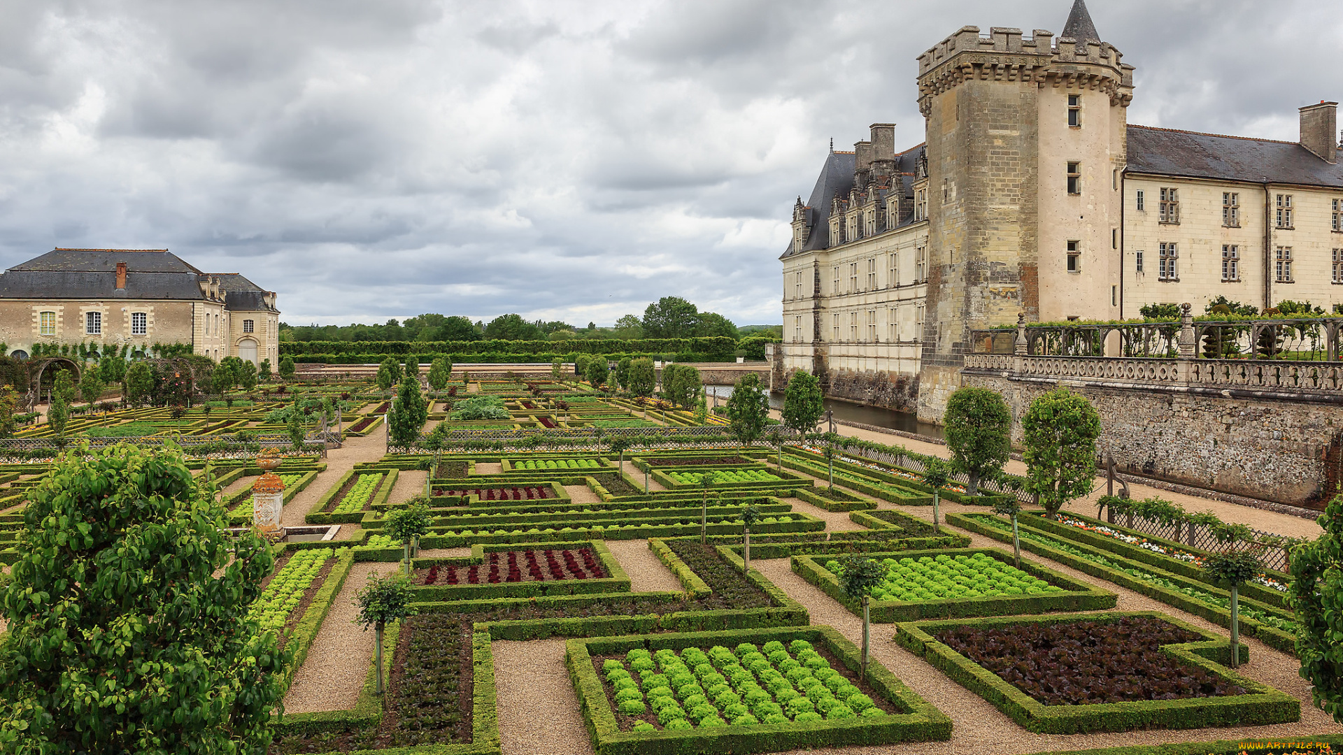 chateau, de, villandry, города, замки, франции, парк, замок