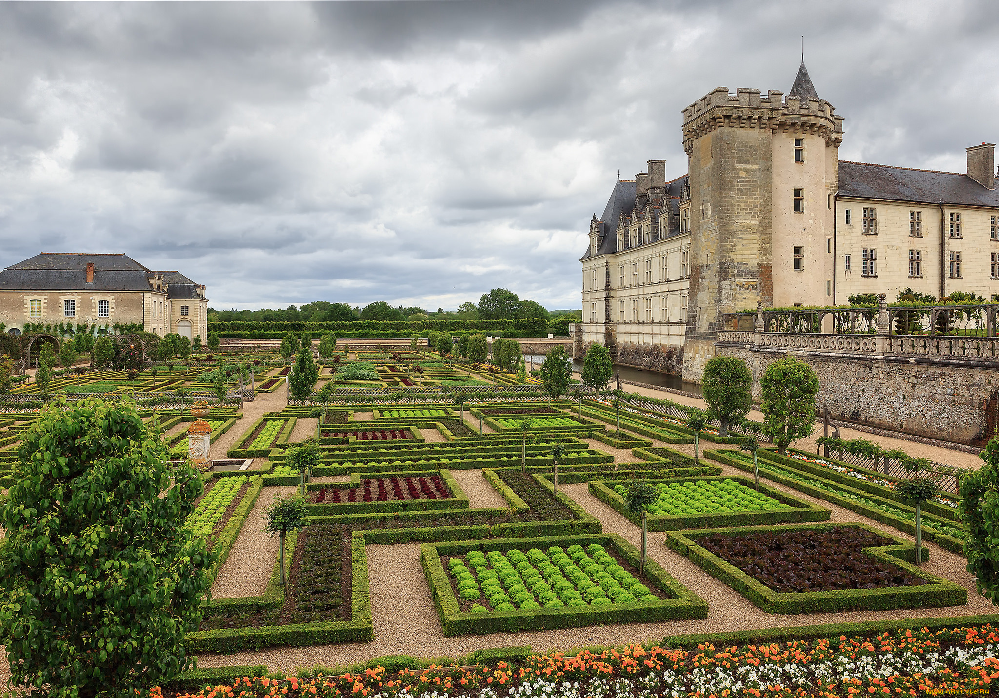 chateau, de, villandry, города, замки, франции, парк, замок