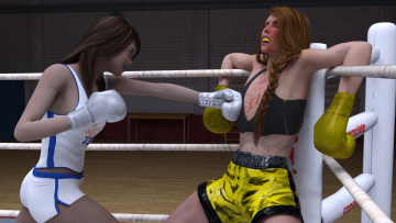 Картинка 3д+графика спорт+ sport девушки ринг взгляд фон бокс