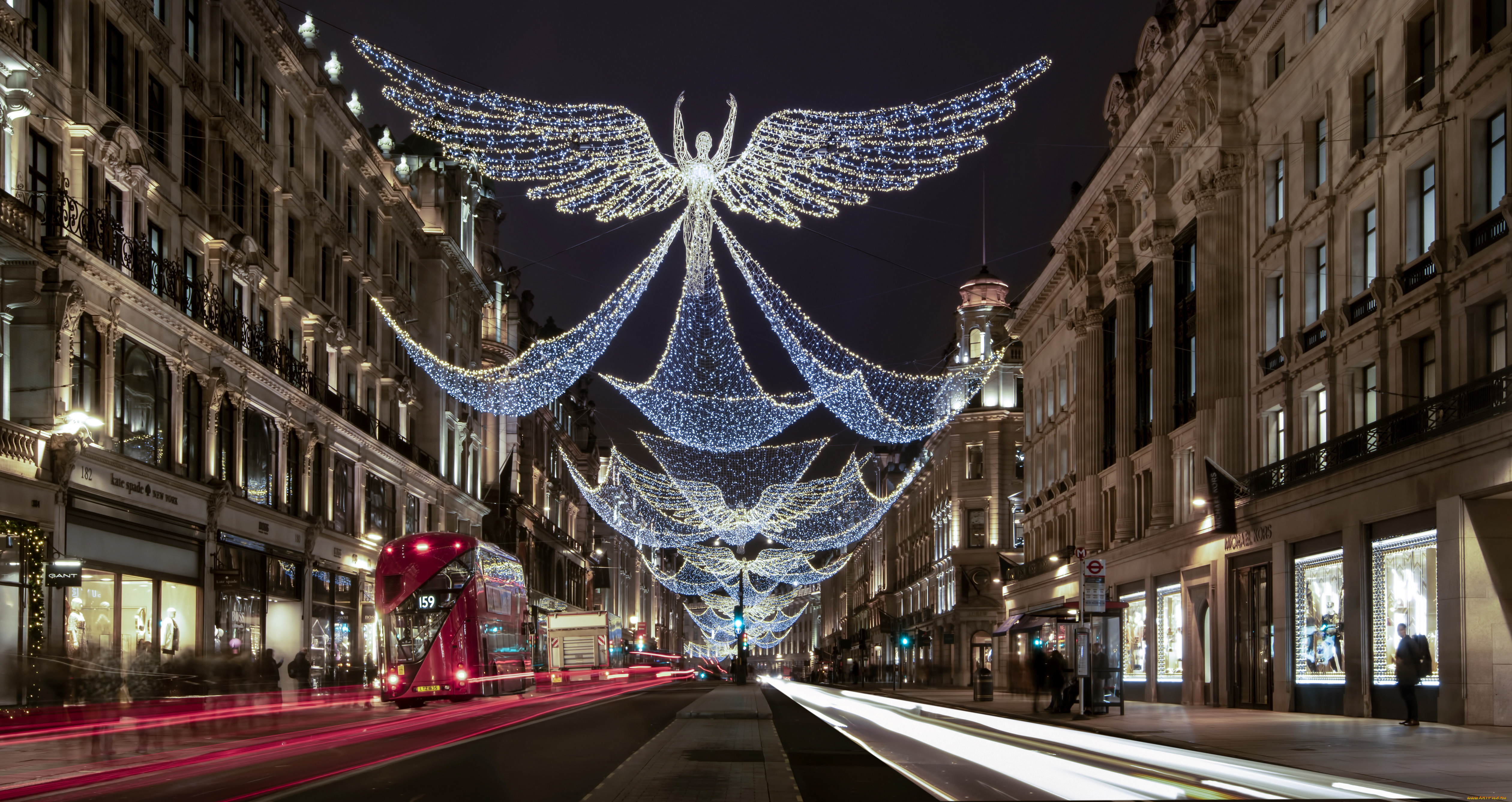 города, лондон, , великобритания, regent, street, лондон, ночь, улица